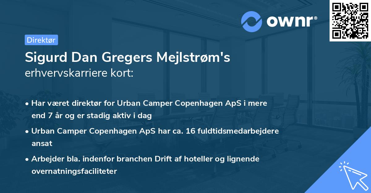 Sigurd Dan Gregers Mejlstrøm's erhvervskarriere kort