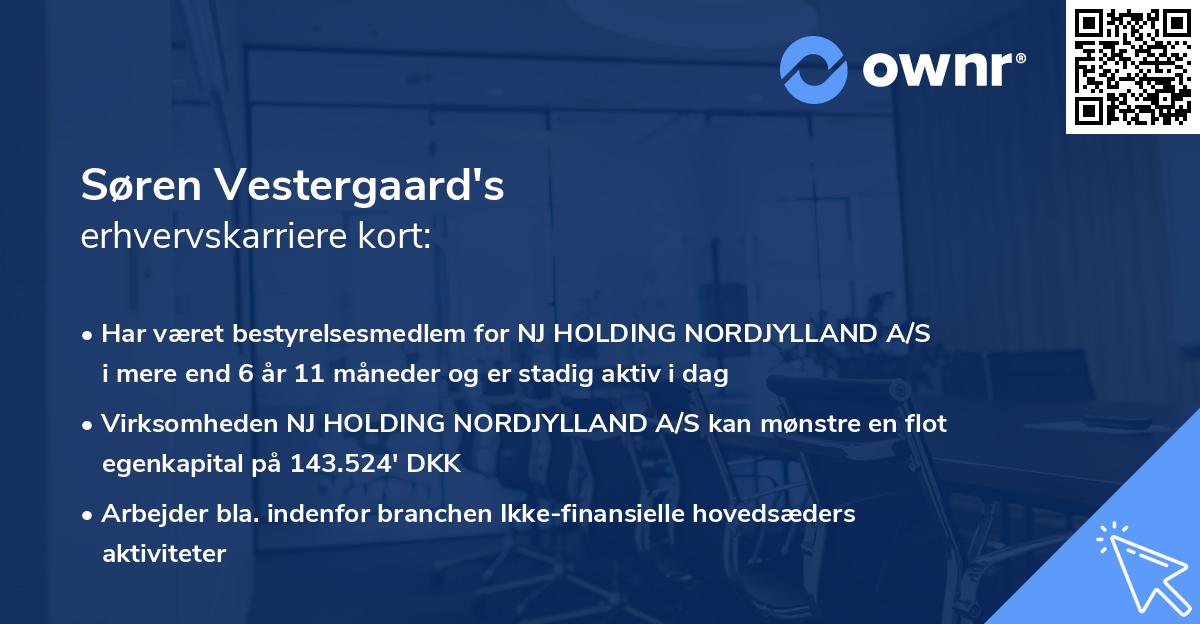 Søren Vestergaard's erhvervskarriere kort