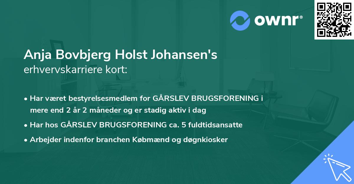 Anja Bovbjerg Holst Johansen's erhvervskarriere kort
