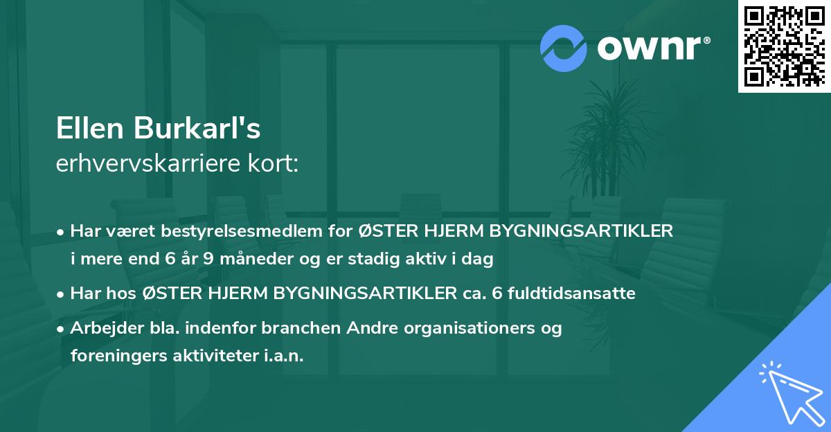 Ellen Burkarl's erhvervskarriere kort