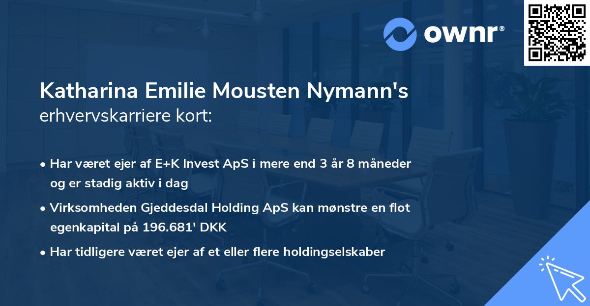 Katharina Emilie Mousten Nymann's erhvervskarriere kort