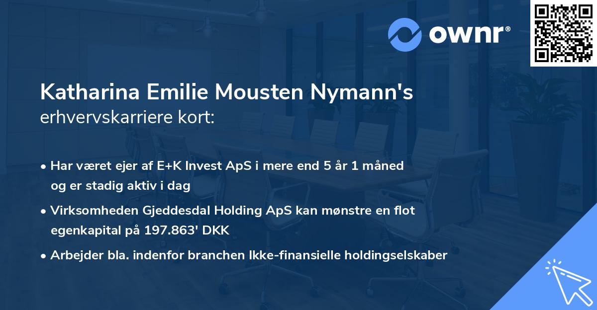 Katharina Emilie Mousten Nymann's erhvervskarriere kort