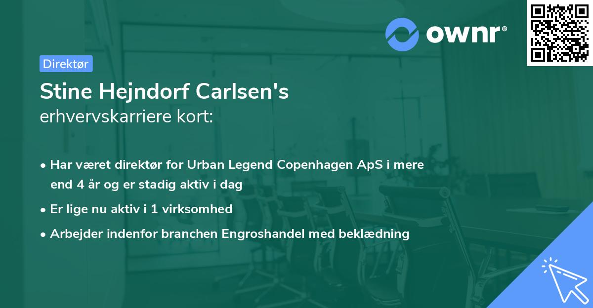 Stine Hejndorf Carlsen's erhvervskarriere kort