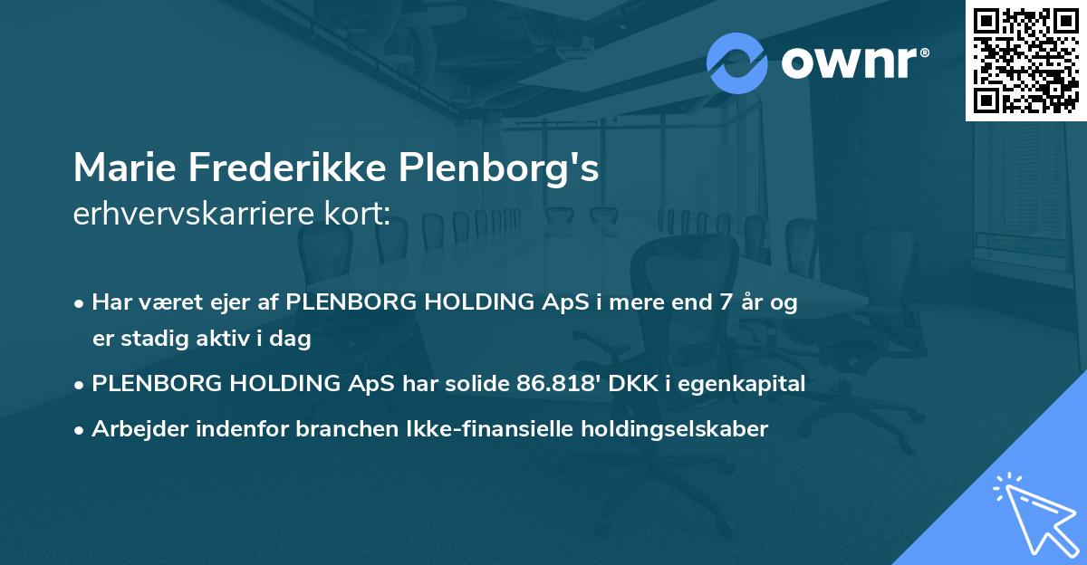 Marie Frederikke Plenborg's erhvervskarriere kort