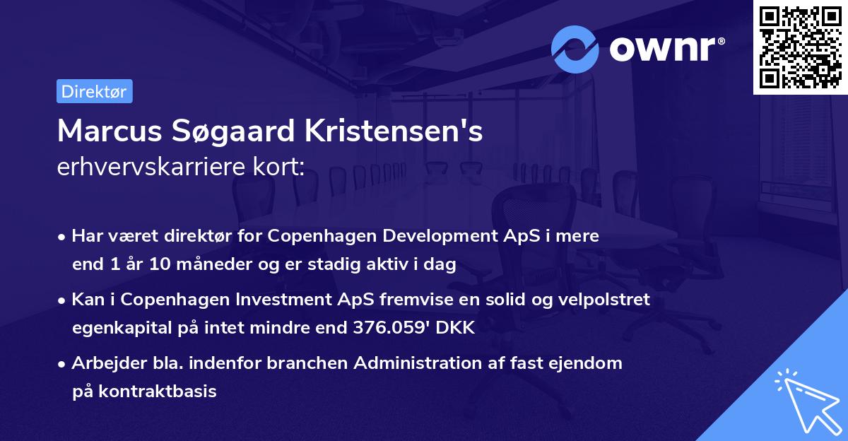 Marcus Søgaard Kristensen's erhvervskarriere kort
