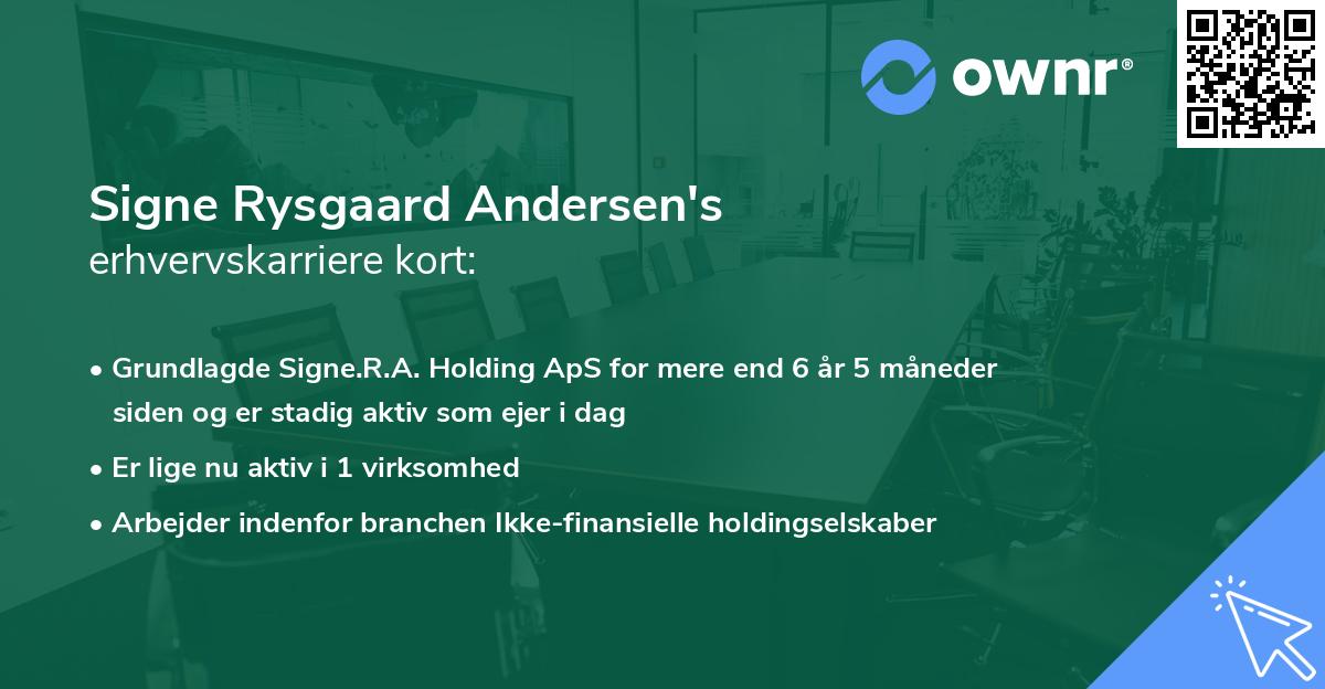 Signe Rysgaard Andersen's erhvervskarriere kort