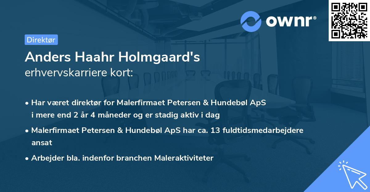 Anders Haahr Holmgaard's erhvervskarriere kort
