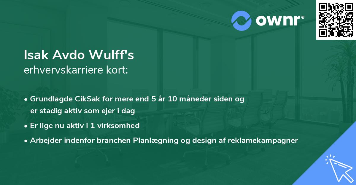 Isak Avdo Wulff's erhvervskarriere kort
