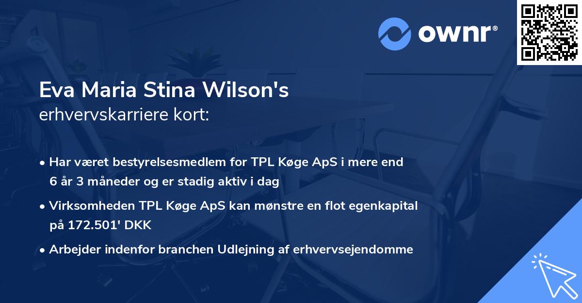 Eva Maria Stina Wilson's erhvervskarriere kort