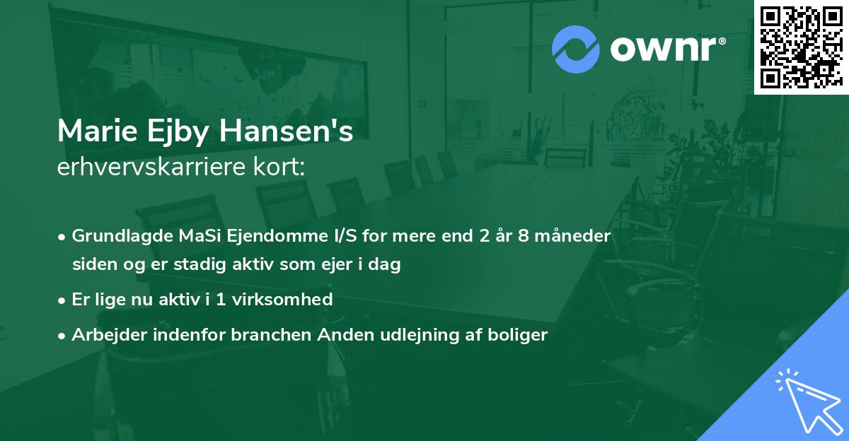 Marie Ejby Hansen's erhvervskarriere kort
