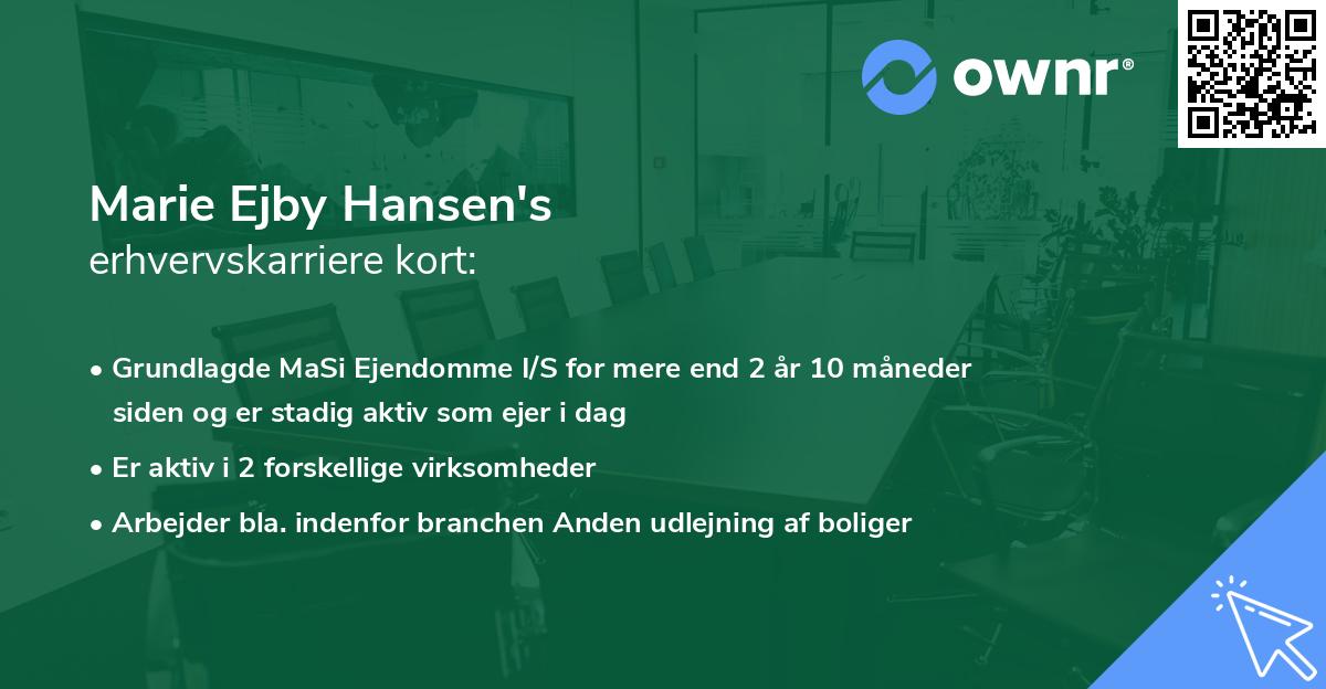 Marie Ejby Hansen's erhvervskarriere kort