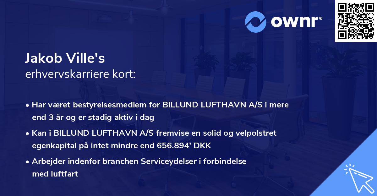 Jakob Ville's erhvervskarriere kort