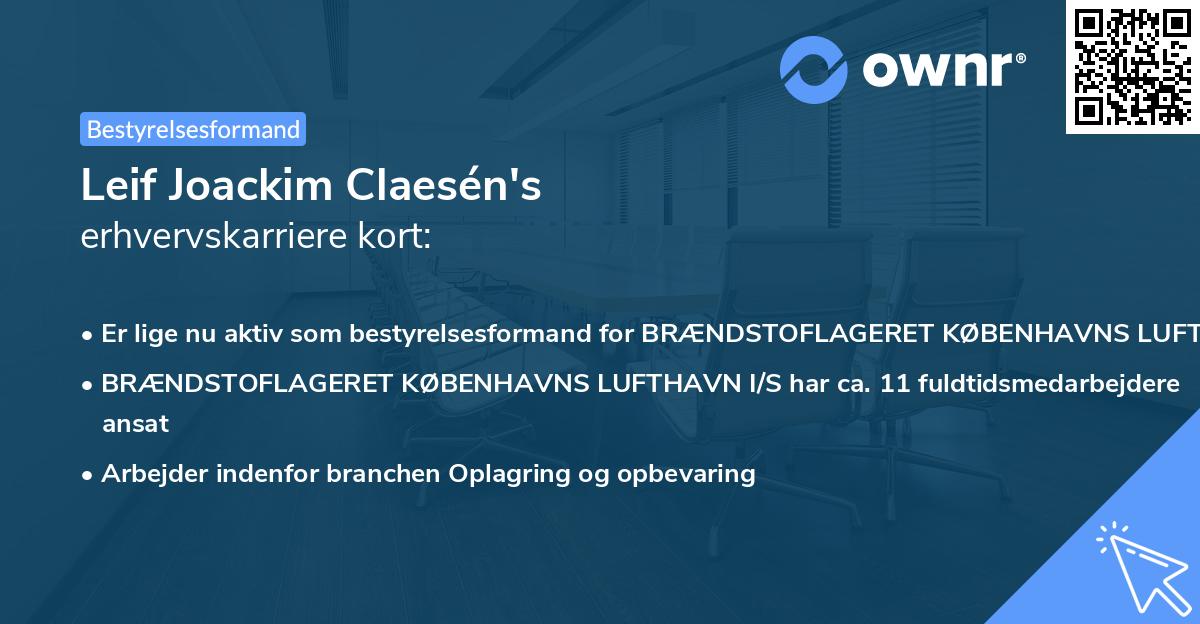 Leif Joackim Claesén's erhvervskarriere kort