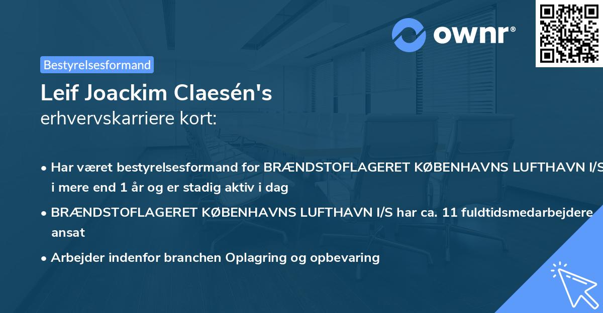 Leif Joackim Claesén's erhvervskarriere kort