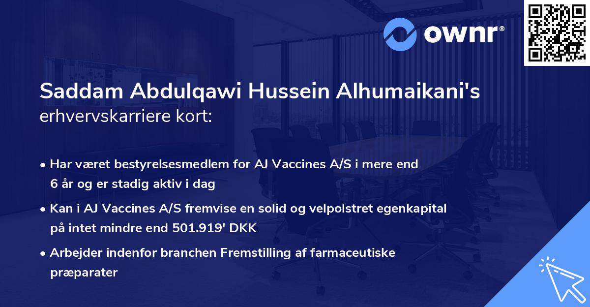 Saddam Abdulqawi Hussein Alhumaikani's erhvervskarriere kort