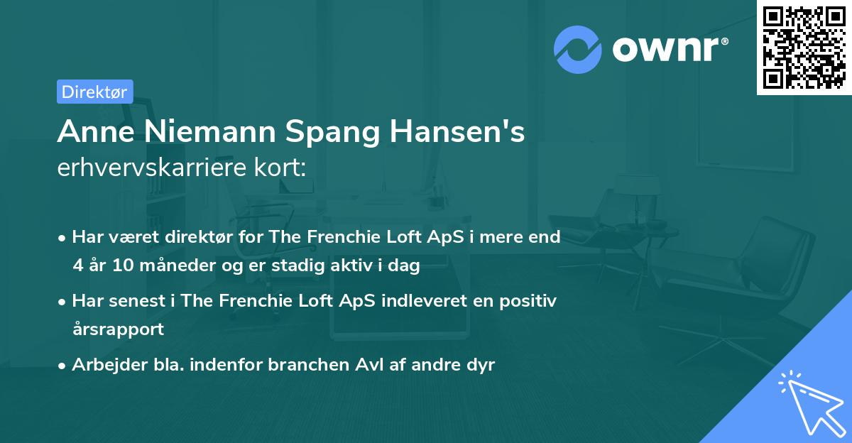 Anne Niemann Spang Hansen's erhvervskarriere kort
