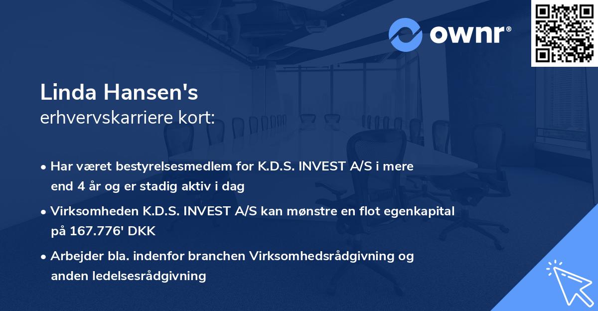 Linda Hansen's erhvervskarriere kort