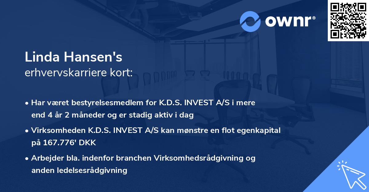 Linda Hansen's erhvervskarriere kort