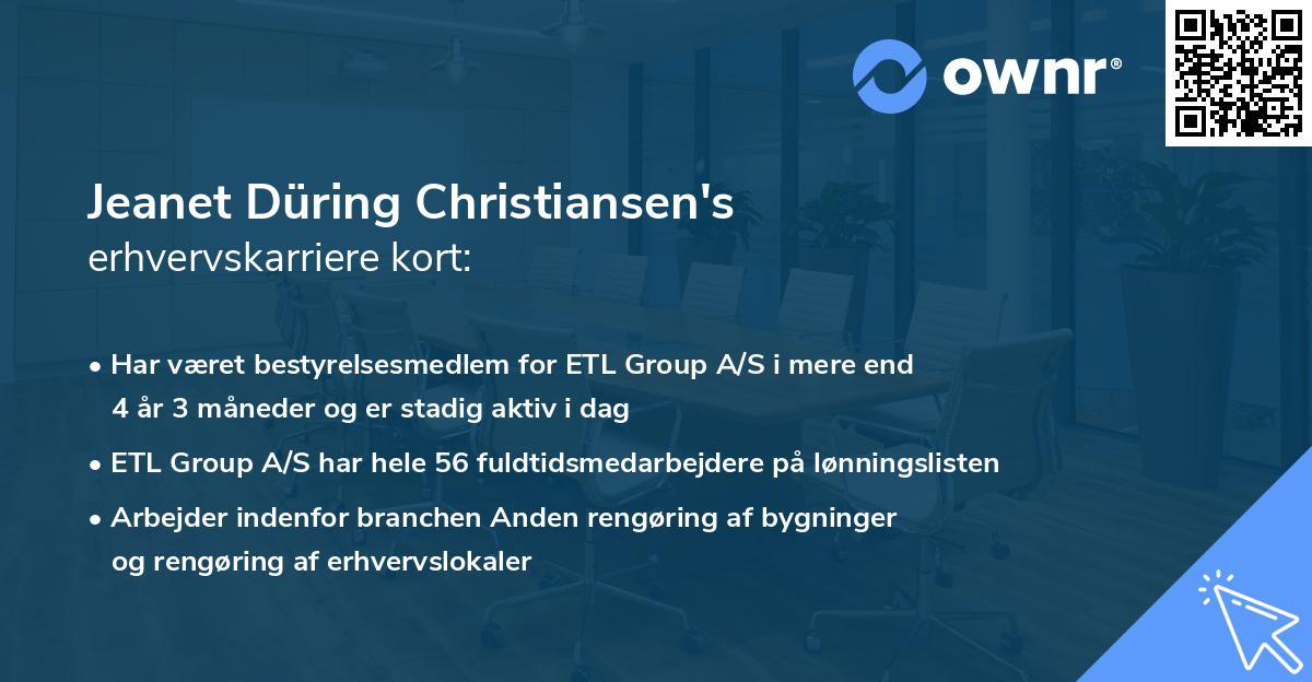 Jeanet Düring Christiansen's erhvervskarriere kort