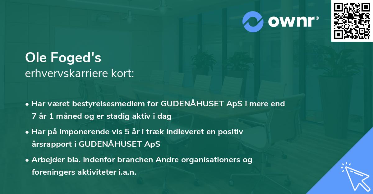 Ole Foged's erhvervskarriere kort