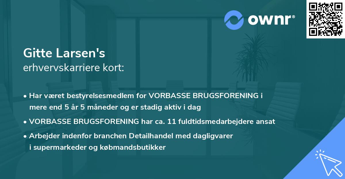 Gitte Larsen's erhvervskarriere kort