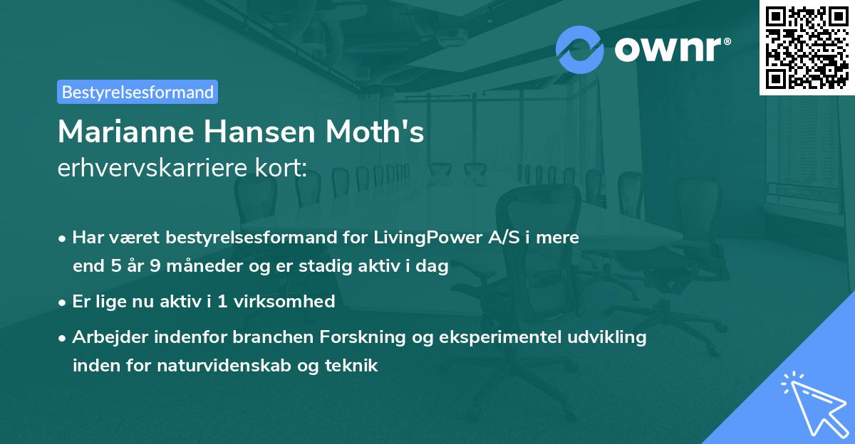 Marianne Hansen Moth's erhvervskarriere kort