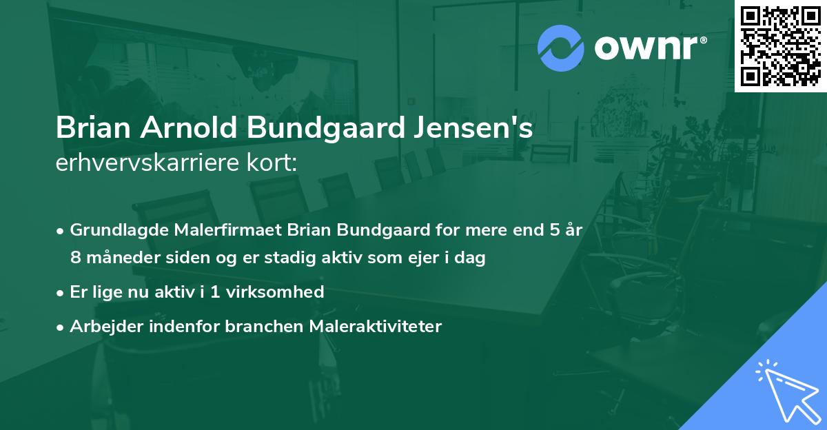 Brian Arnold Bundgaard Jensen's erhvervskarriere kort
