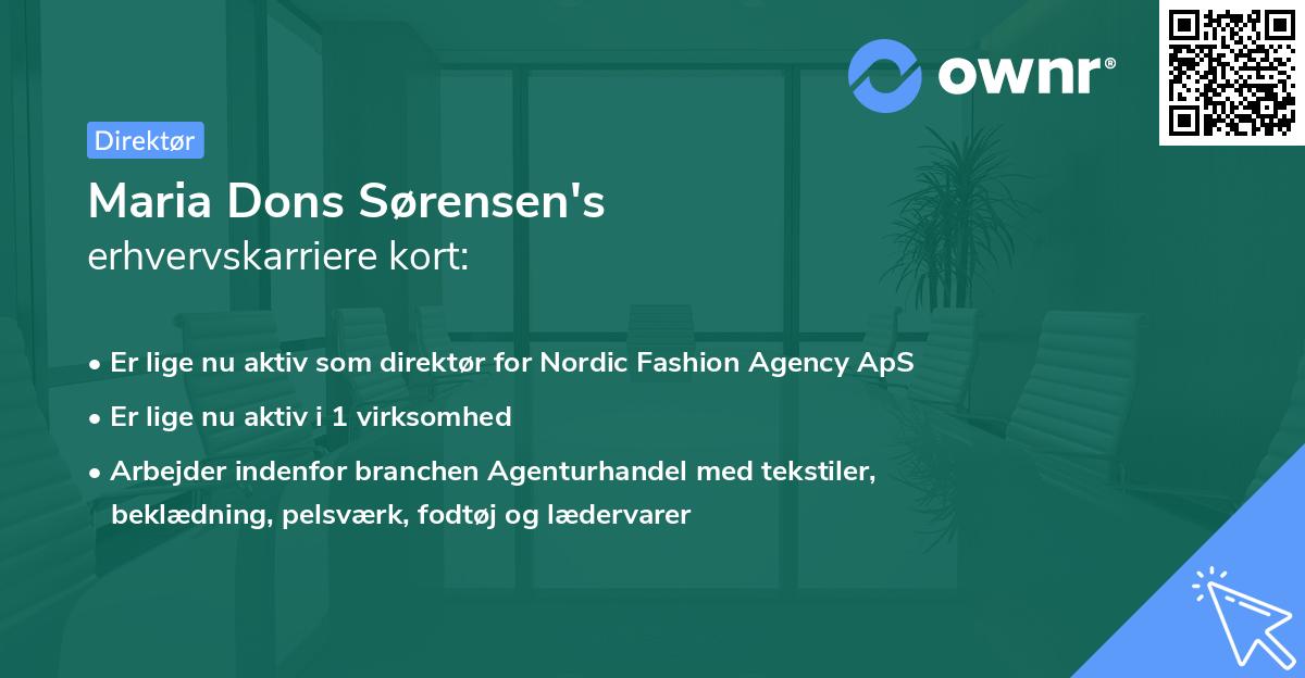 Maria Dons Sørensen's erhvervskarriere kort