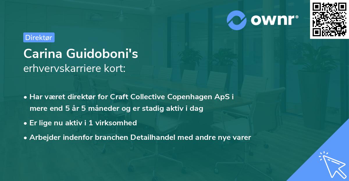 Carina Guidoboni's erhvervskarriere kort