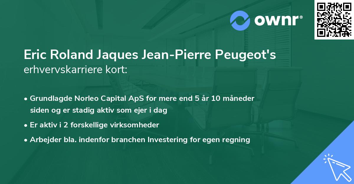 Eric Roland Jaques Jean-Pierre Peugeot's erhvervskarriere kort