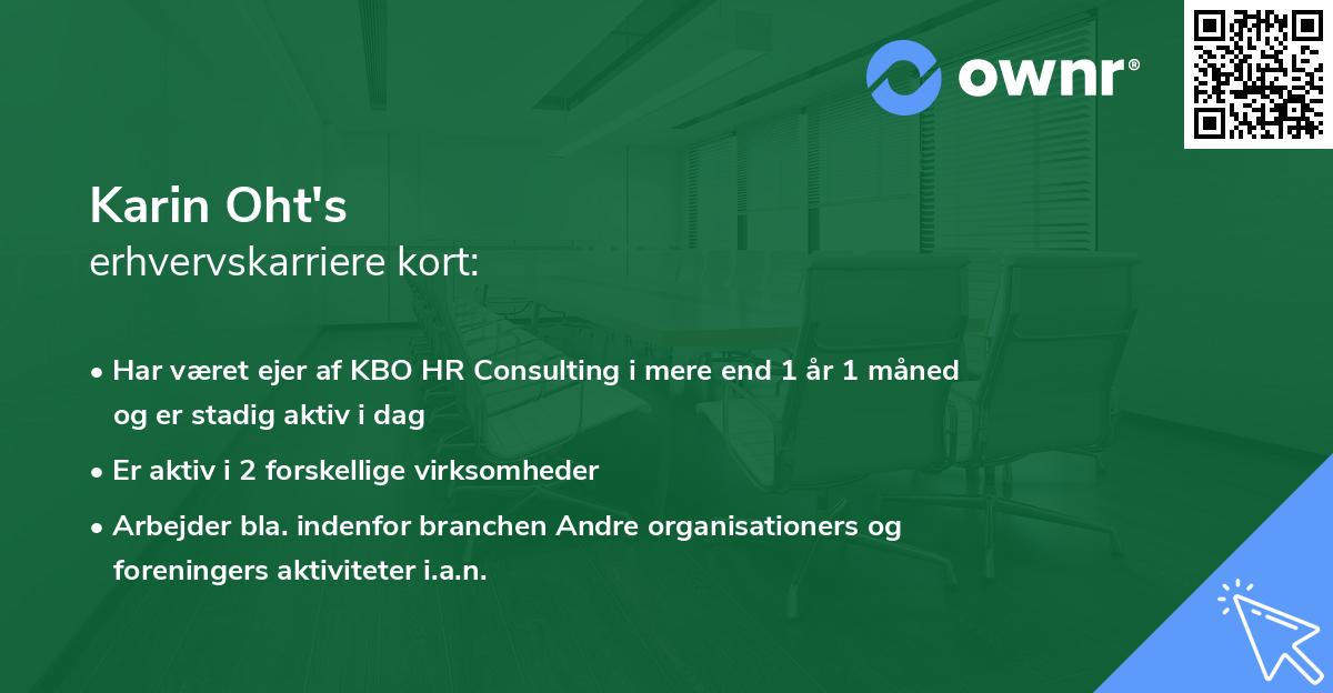 Karin Oht's erhvervskarriere kort