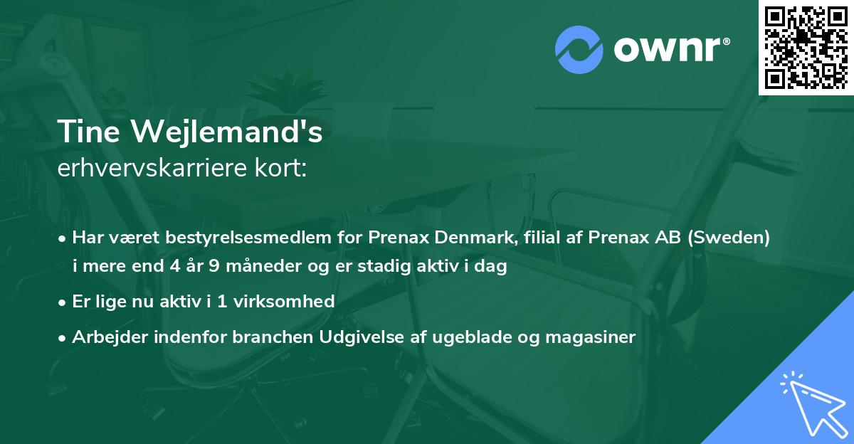 Tine Wejlemand's erhvervskarriere kort
