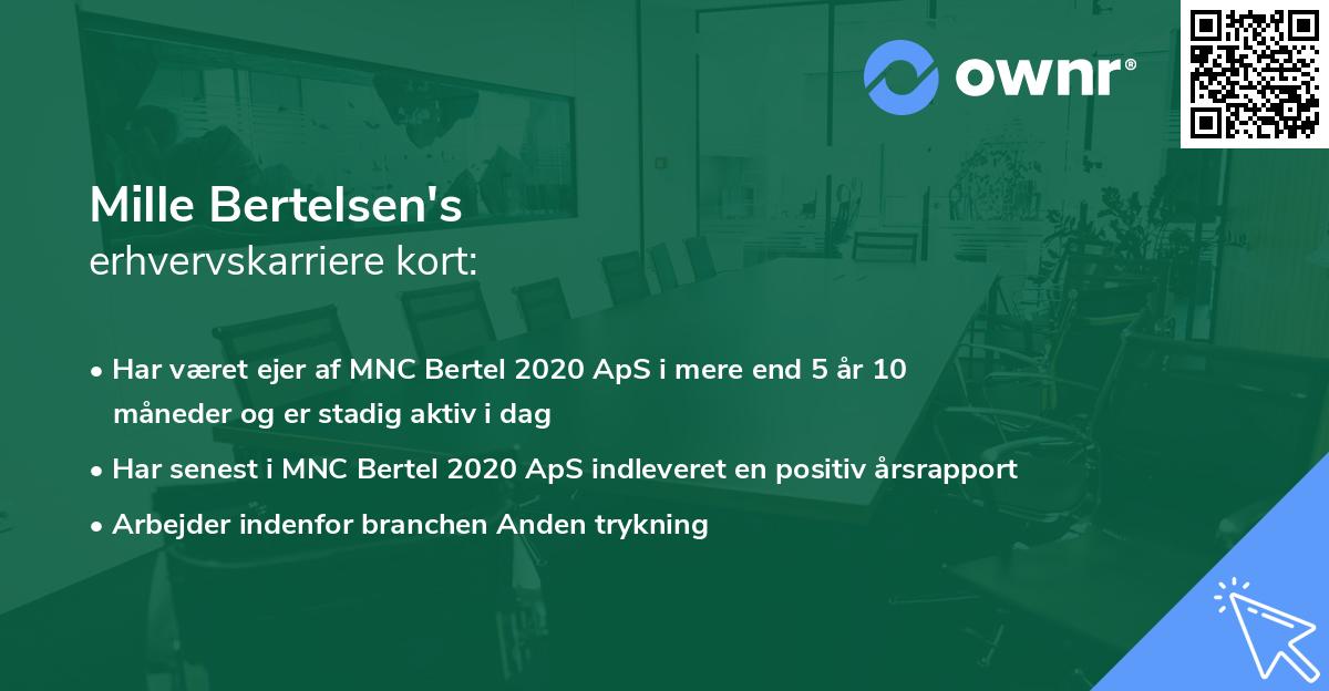 Mille Bertelsen's erhvervskarriere kort