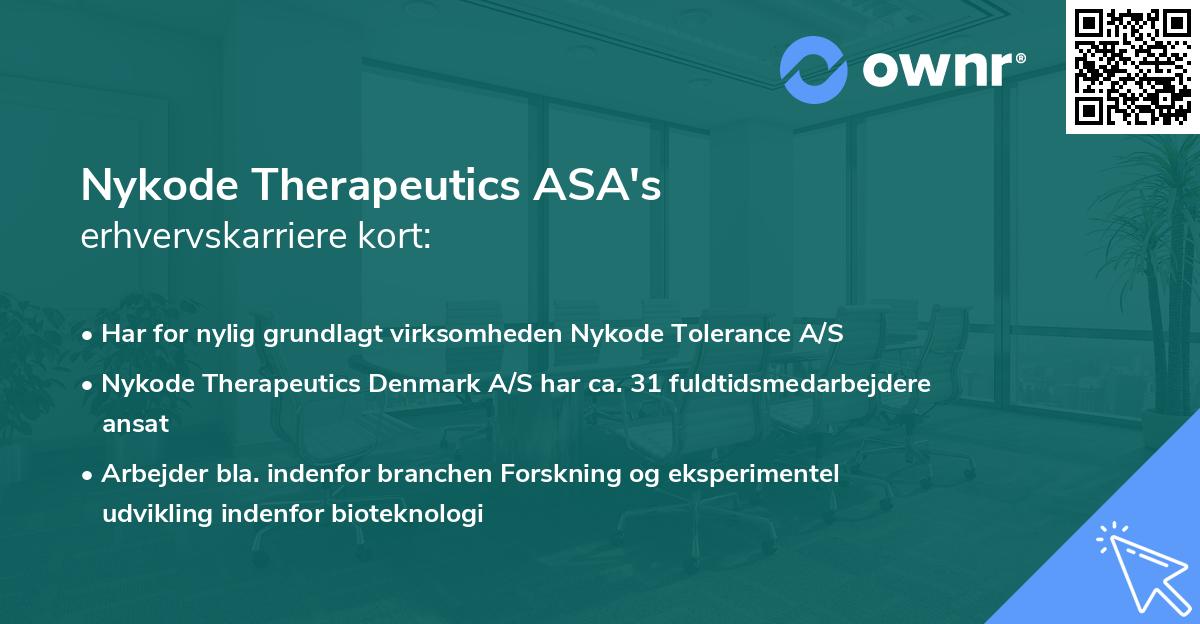 Nykode Therapeutics ASA's erhvervskarriere kort