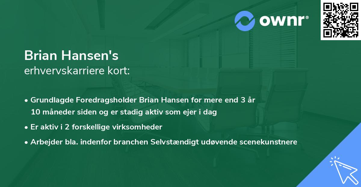 Brian Hansen's erhvervskarriere kort