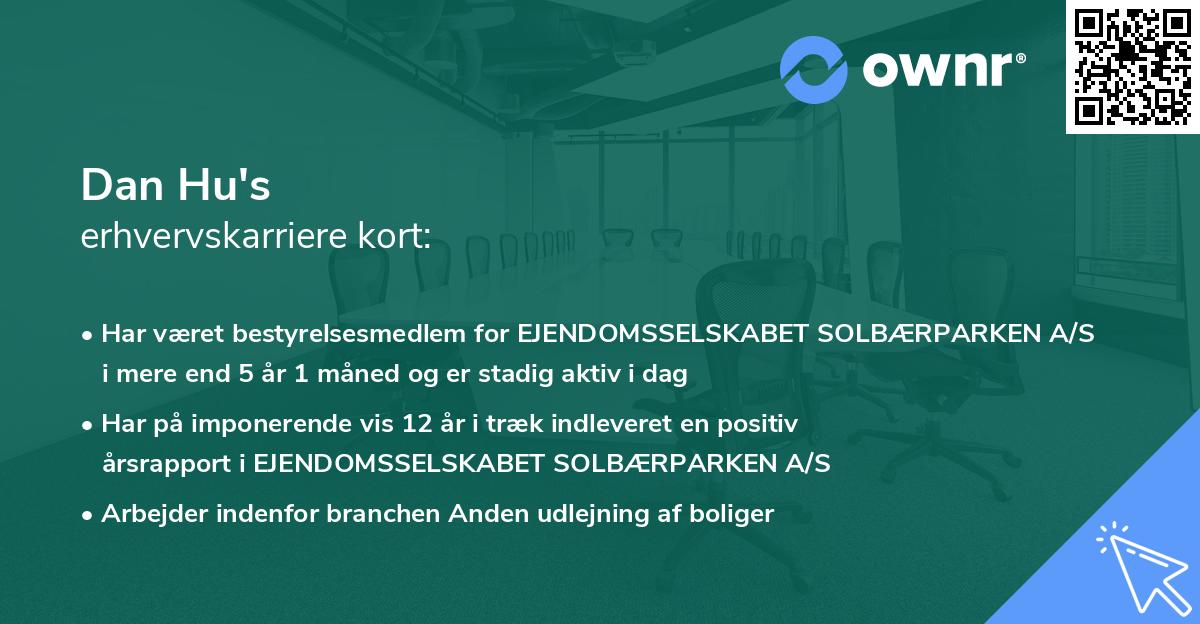 Dan Hu's erhvervskarriere kort