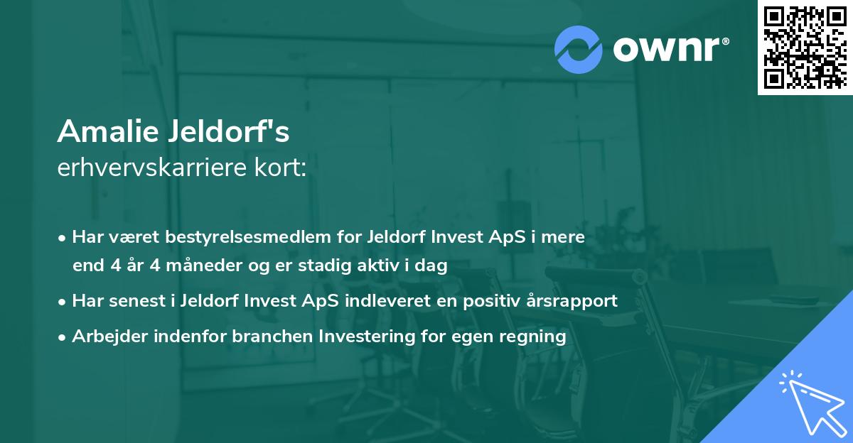 Amalie Jeldorf's erhvervskarriere kort