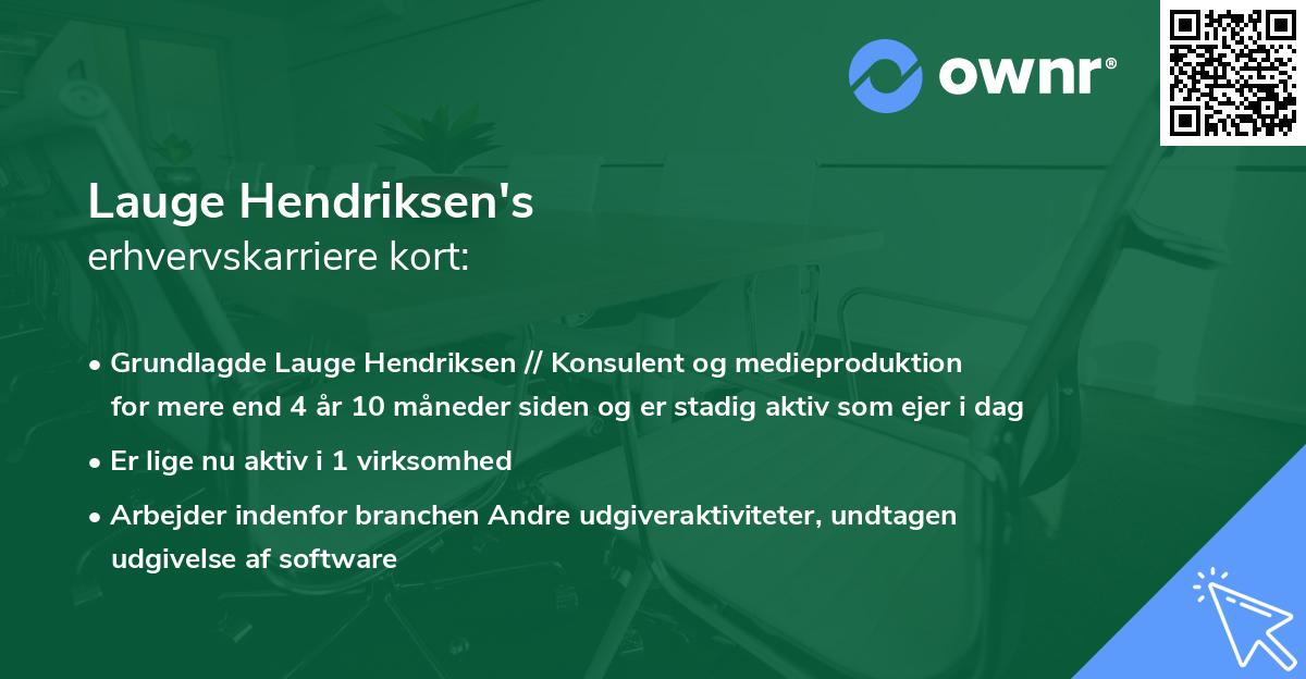 Lauge Hendriksen's erhvervskarriere kort