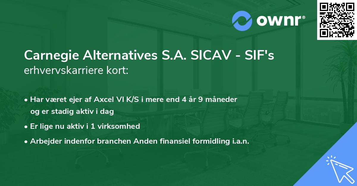 Carnegie Alternatives S.A. SICAV - SIF's erhvervskarriere kort