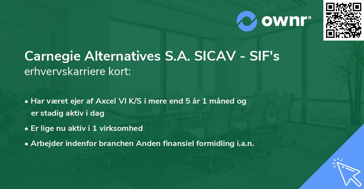 Carnegie Alternatives S.A. SICAV - SIF's erhvervskarriere kort