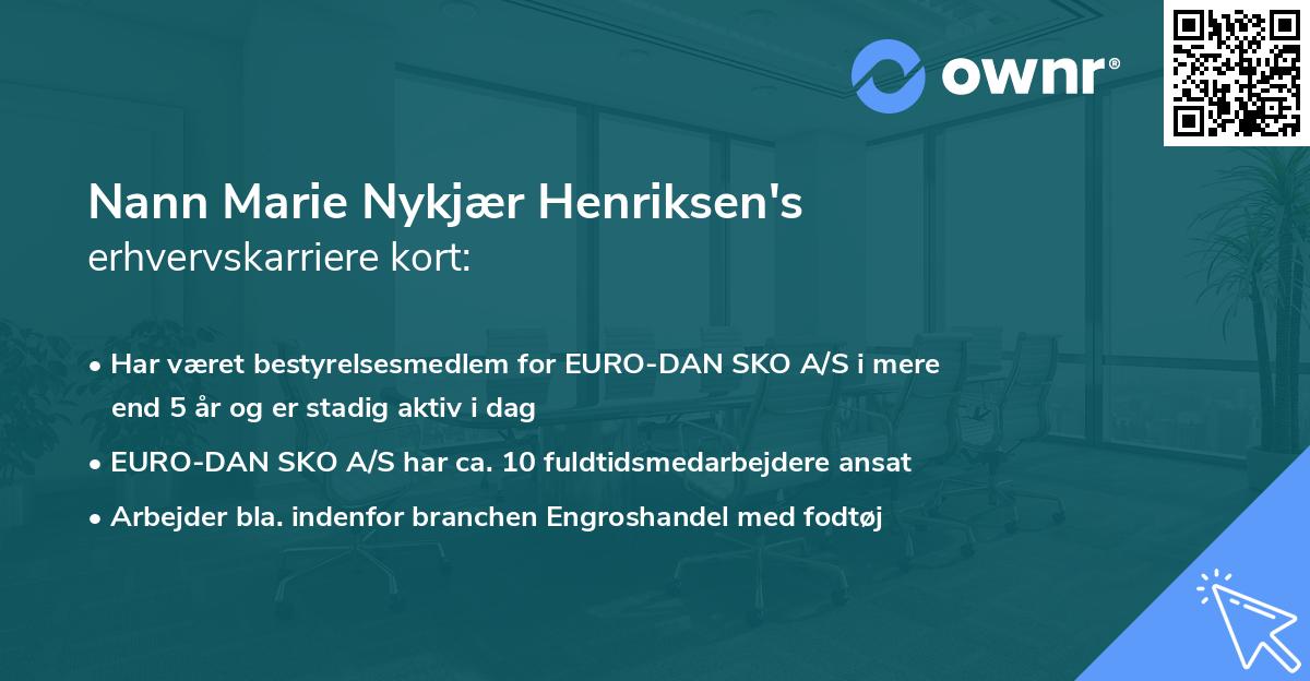 Nann Marie Nykjær Henriksen's erhvervskarriere kort