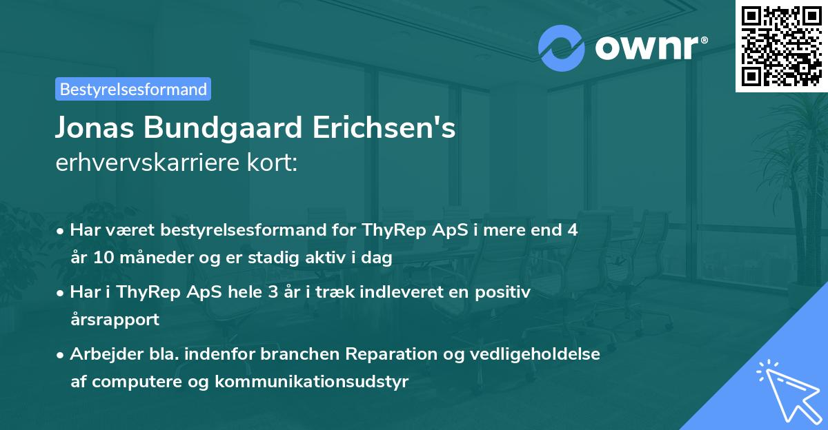 Jonas Bundgaard Erichsen's erhvervskarriere kort