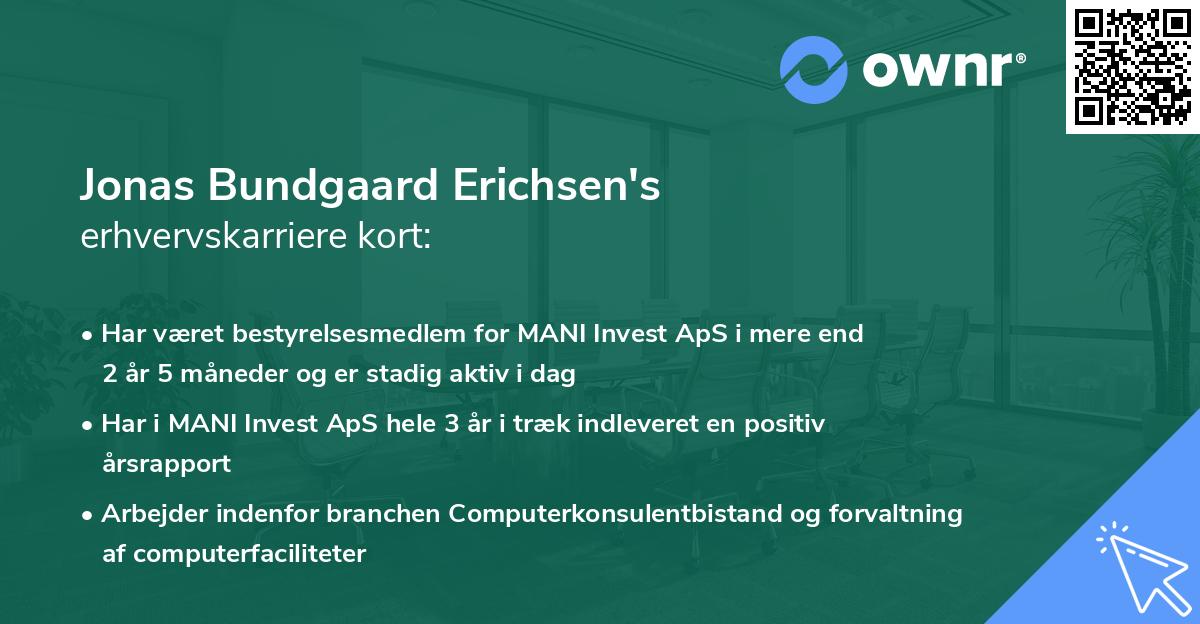 Jonas Bundgaard Erichsen's erhvervskarriere kort