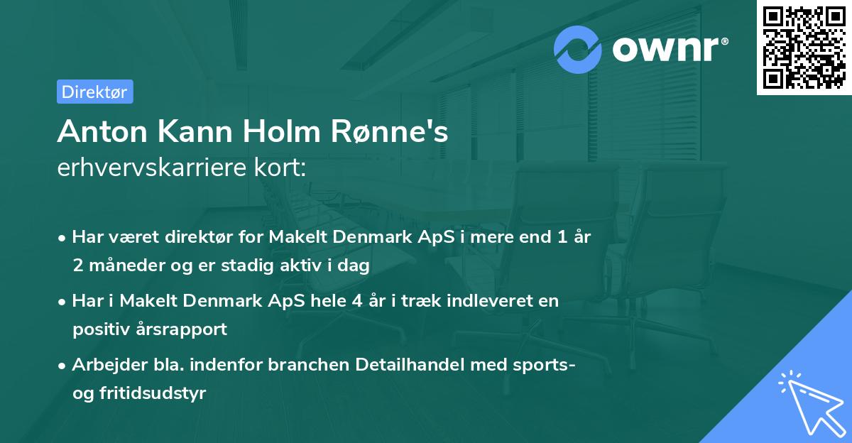 Anton Kann Holm Rønne's erhvervskarriere kort