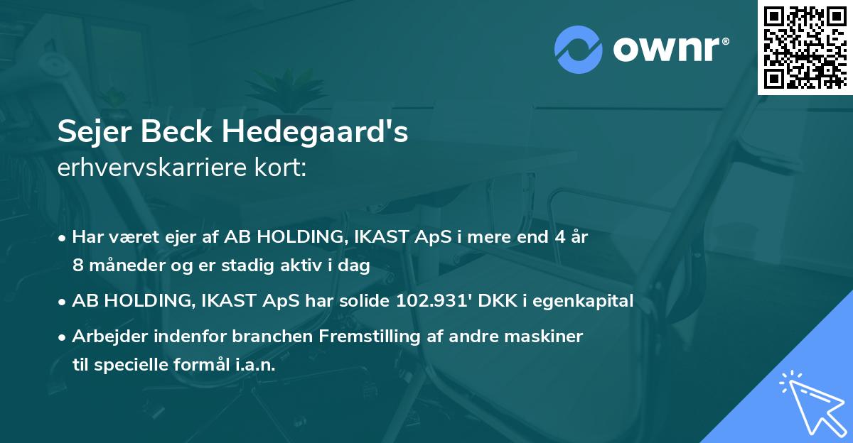 Sejer Beck Hedegaard's erhvervskarriere kort