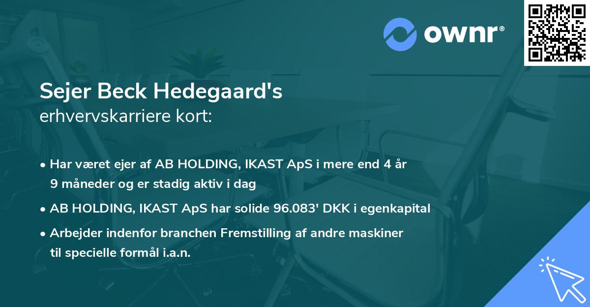 Sejer Beck Hedegaard's erhvervskarriere kort