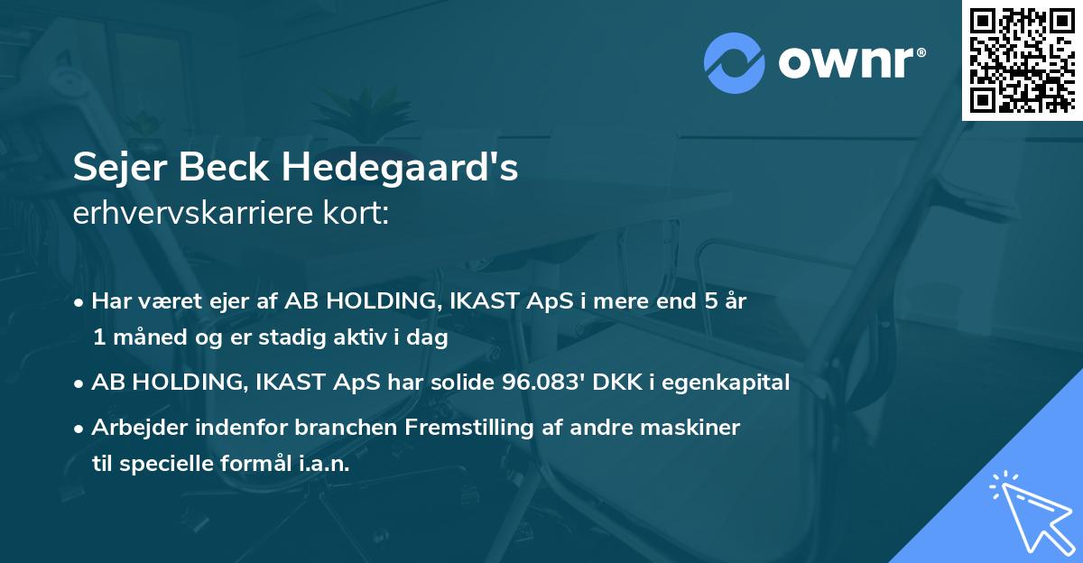 Sejer Beck Hedegaard's erhvervskarriere kort