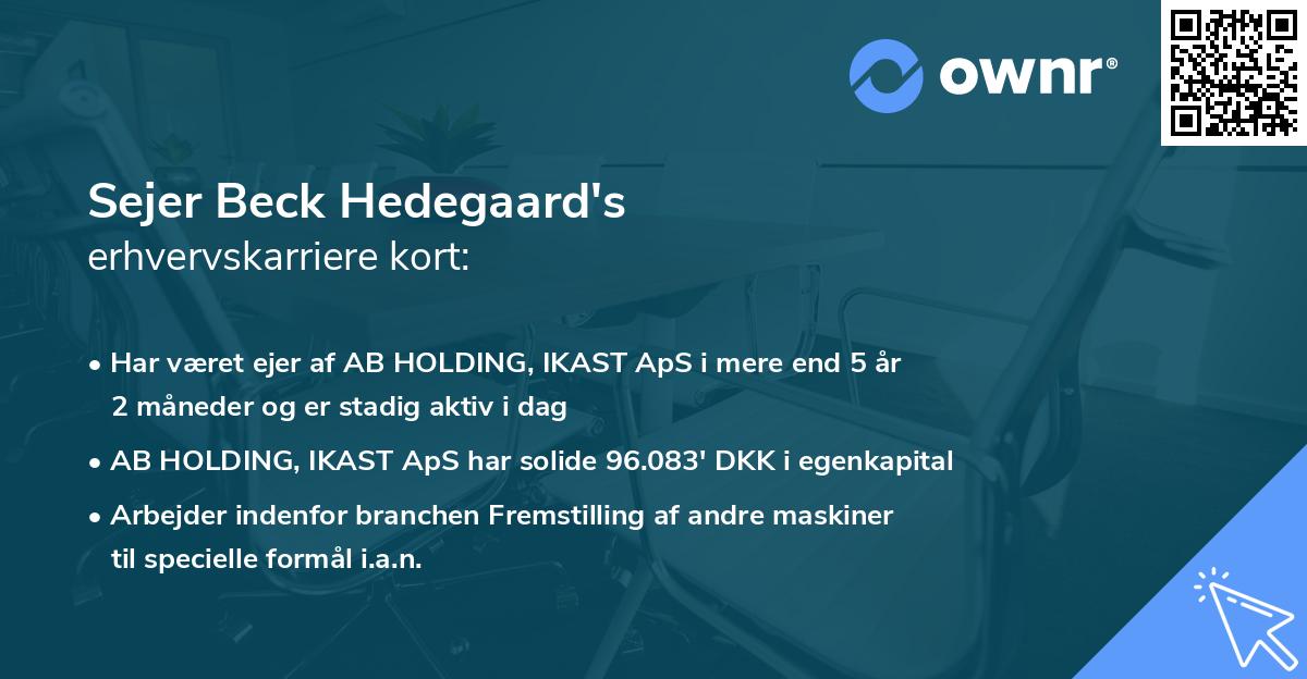 Sejer Beck Hedegaard's erhvervskarriere kort