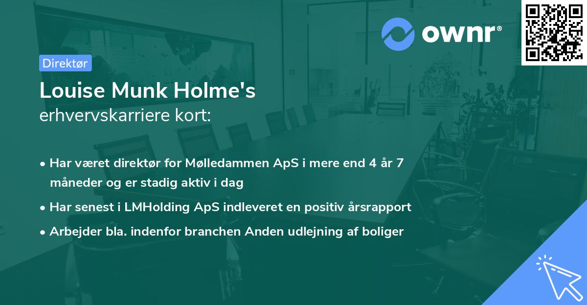 Louise Munk Holme's erhvervskarriere kort