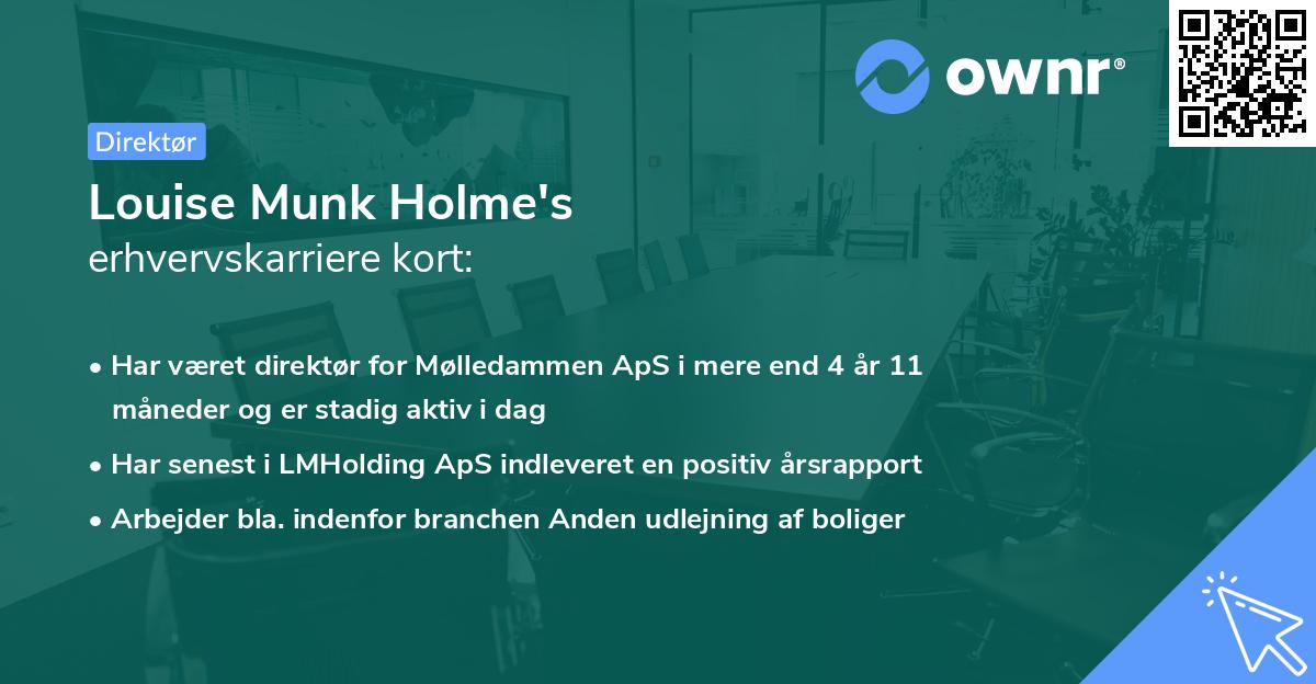 Louise Munk Holme's erhvervskarriere kort